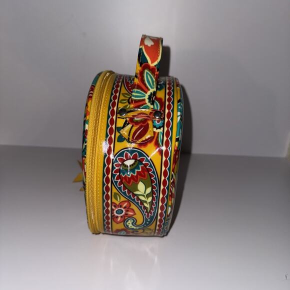 Vera Bradley Hatbox Round Cosmetic Case Provençal Yellow Floral Zip Around - Picture 2 of 7